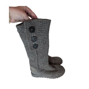 Grey Ugg Classic Cardy Woman's Size 5 Ugg Boots Grey Knit Ugg Boots Tall